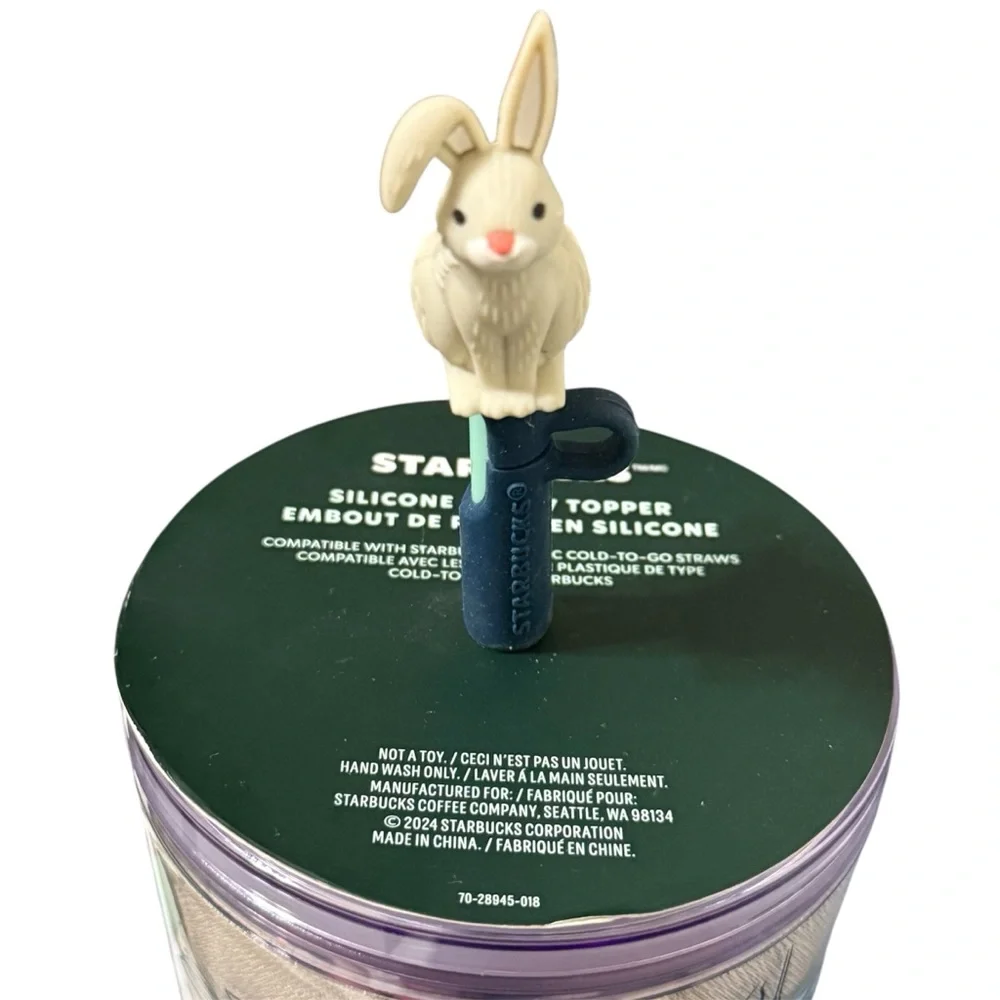 NWT Starbucks Spring 2024 Easter Bunny Topper Cold Cup Tumbler 24 Oz Venti